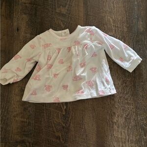 Little Me White and Pink Long Sleeve Tee